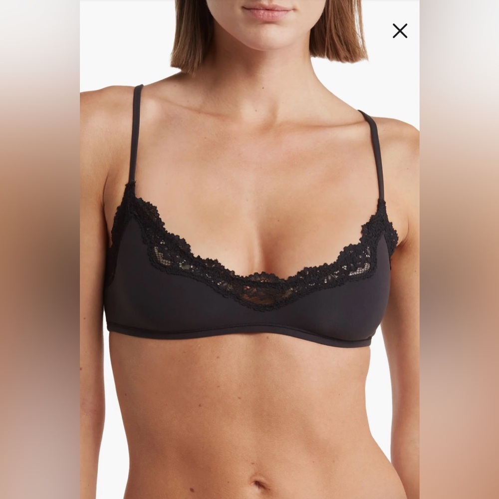 Skims Fits Everybody Lace Scoop Bralette in Onyx NWT